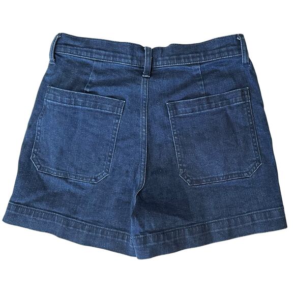 J. Crew Button Fly Denim Shorts Patch Pockets Dark Wash Blue Jean Size 27 - Picture 6 of 10